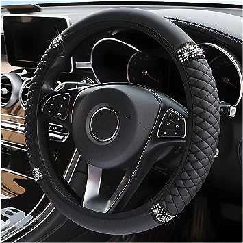 Bling Soft Leather Rhinestone Steering Wheel Cover