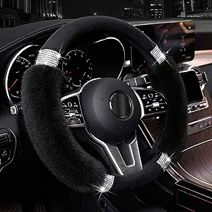 Black Fluffy Steering Wheel Cover