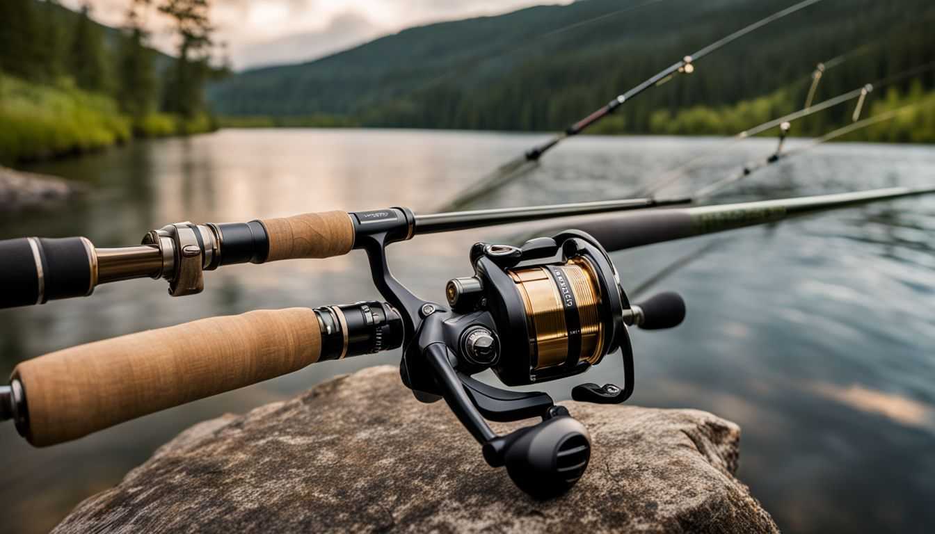 A close-up photo of a high-quality bass fishing rod and reel.