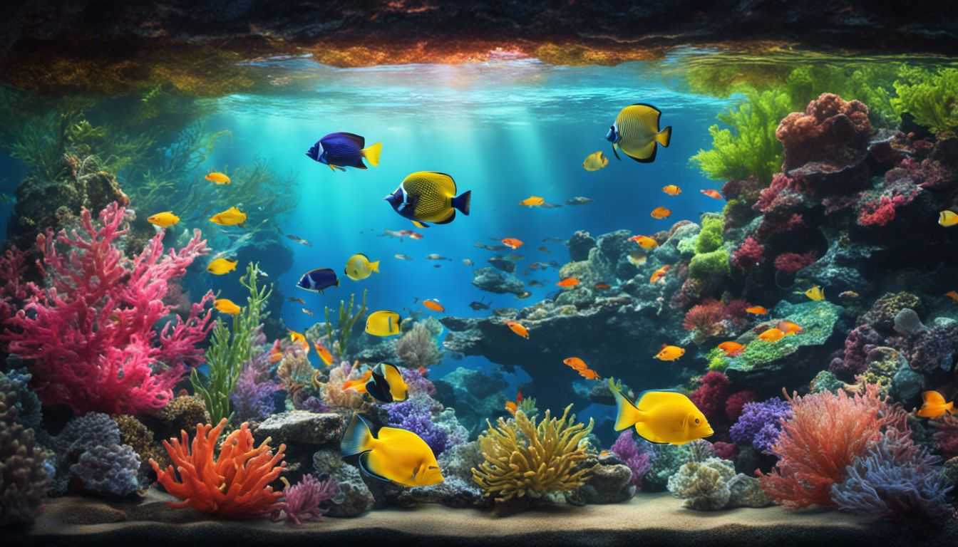 A vibrant and lively underwater world filled with colorful fish and coral.