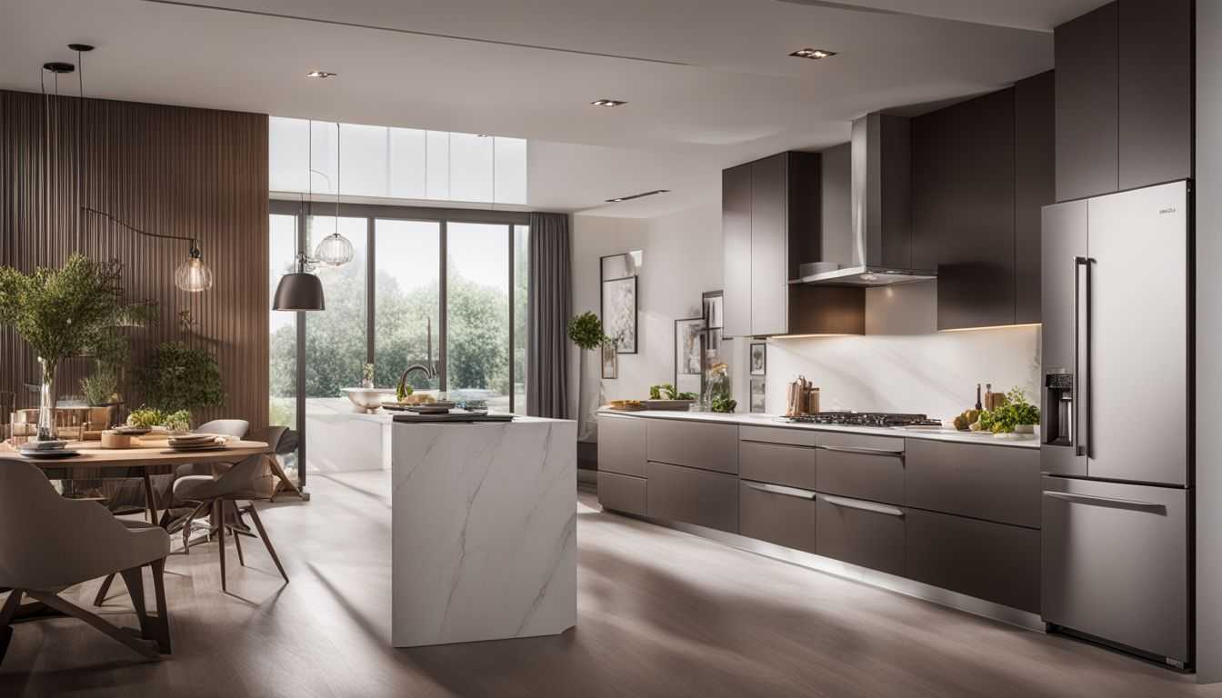 A modern kitchen showcasing top high-end refrigerator brands and stylish design.
