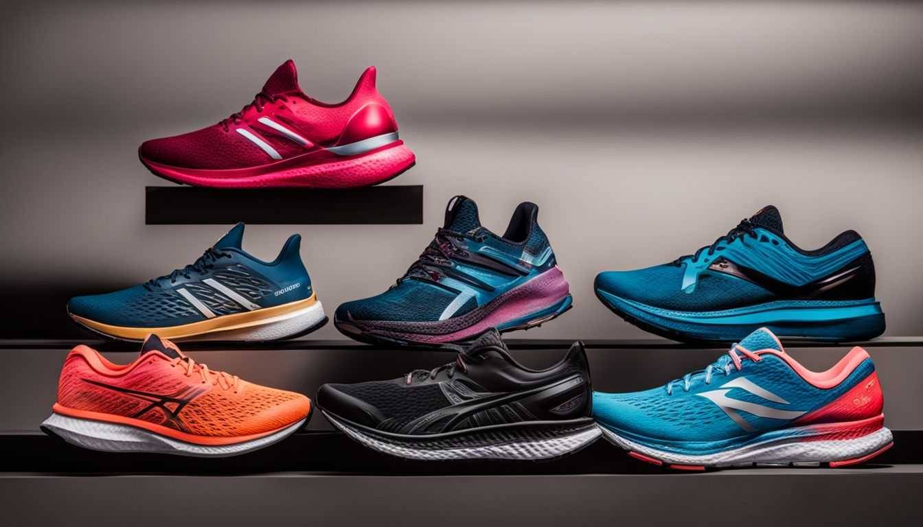 A lineup of top 8 running shoes for beginners on display.