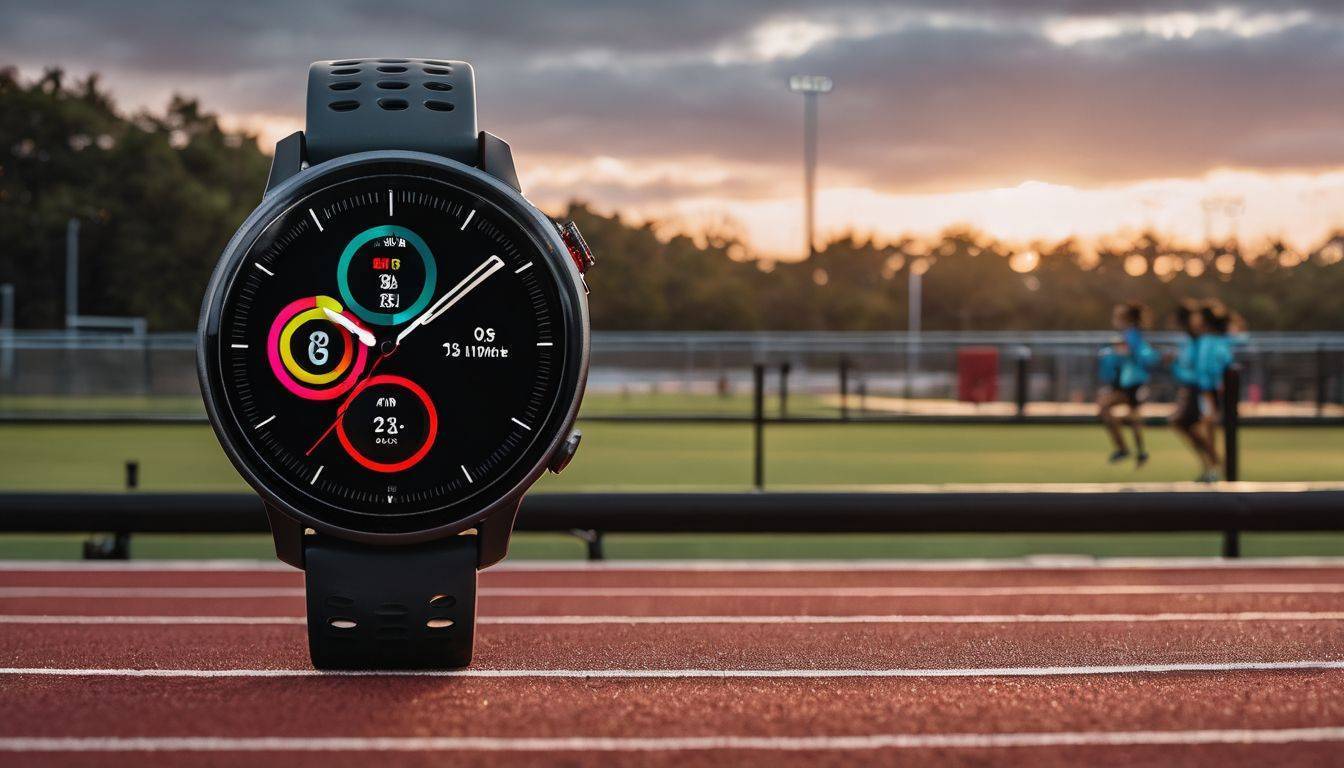 The Amazfit Band 5 in a bustling fitness setting.