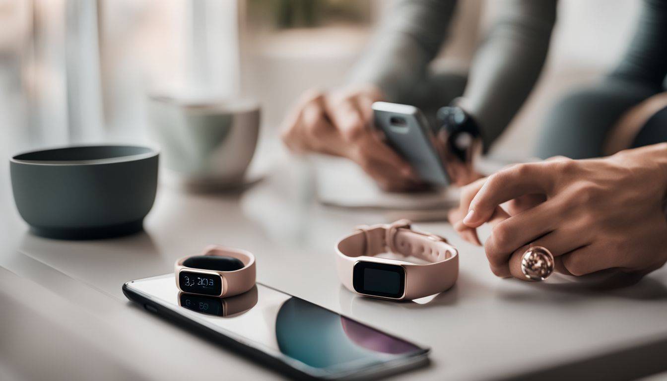 A variety of modern wellness accessories and the Fitbit Luxe.