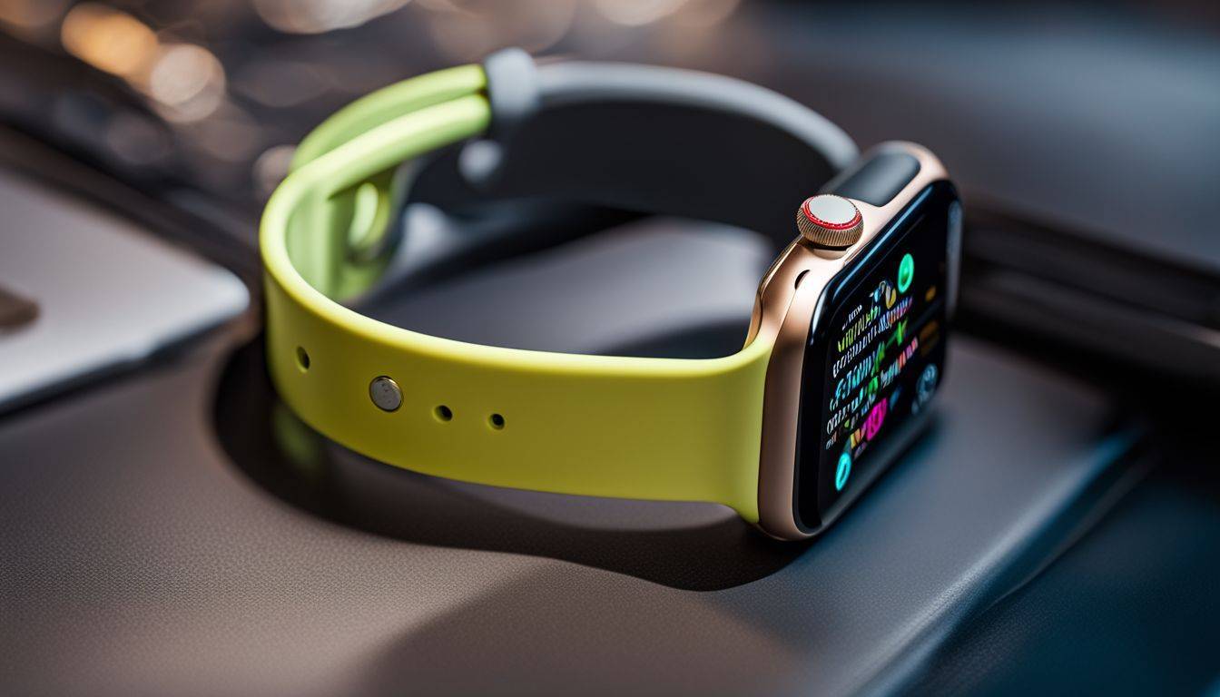 A close-up of the Apple Watch SE 2nd Gen surrounded by modern technology.