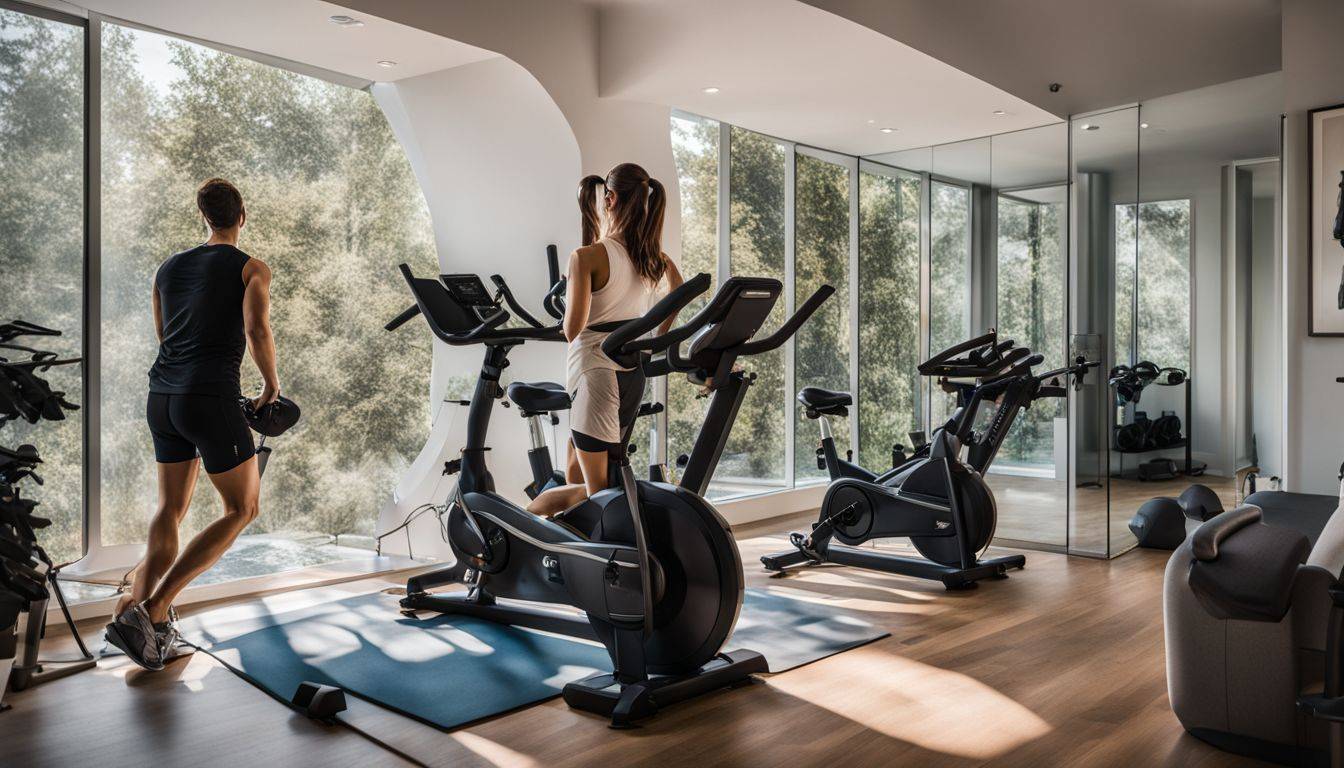 A home gym with exercise bikes in natural light.