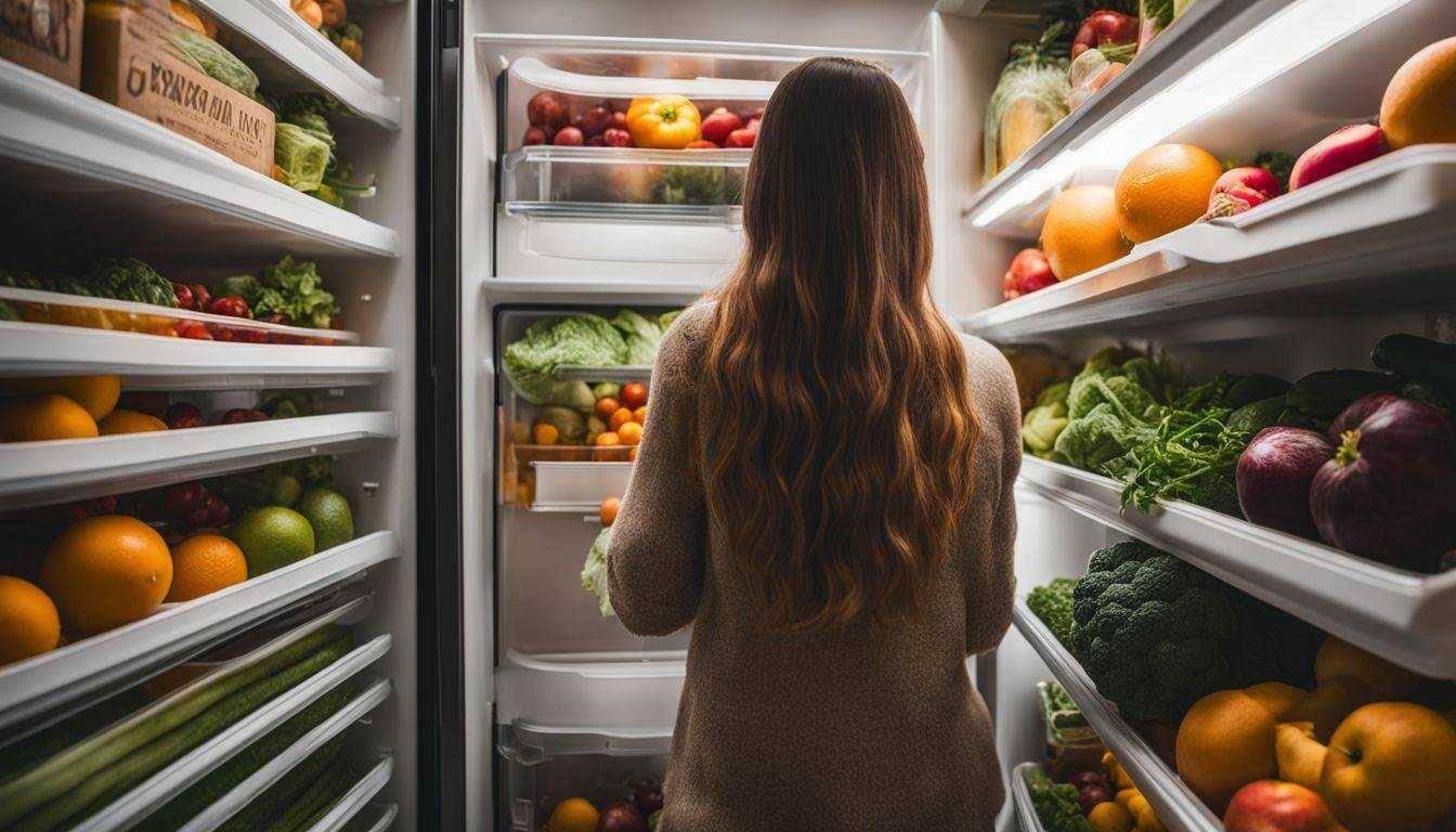 A vibrant and organized refrigerator filled with fresh fruits and vegetables.