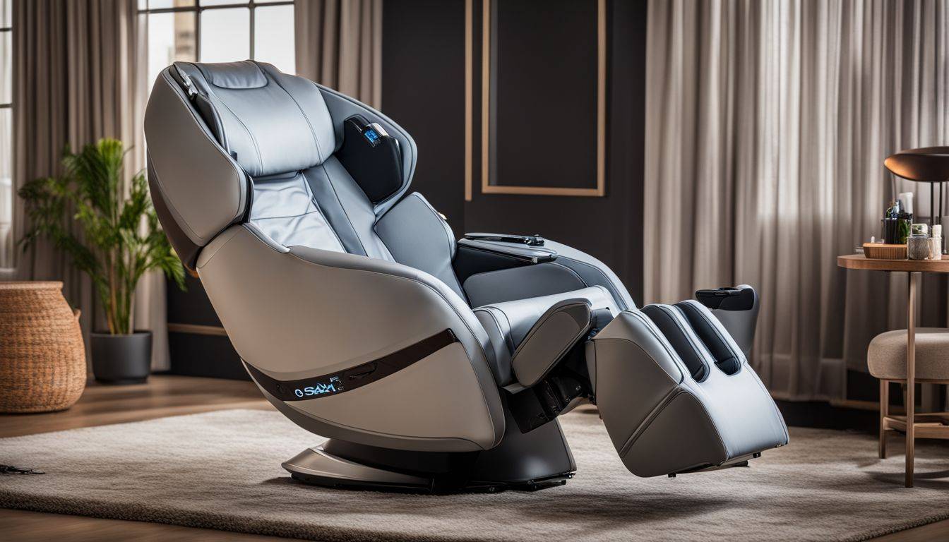 A luxurious massage chair in a stylishly decorated living room.